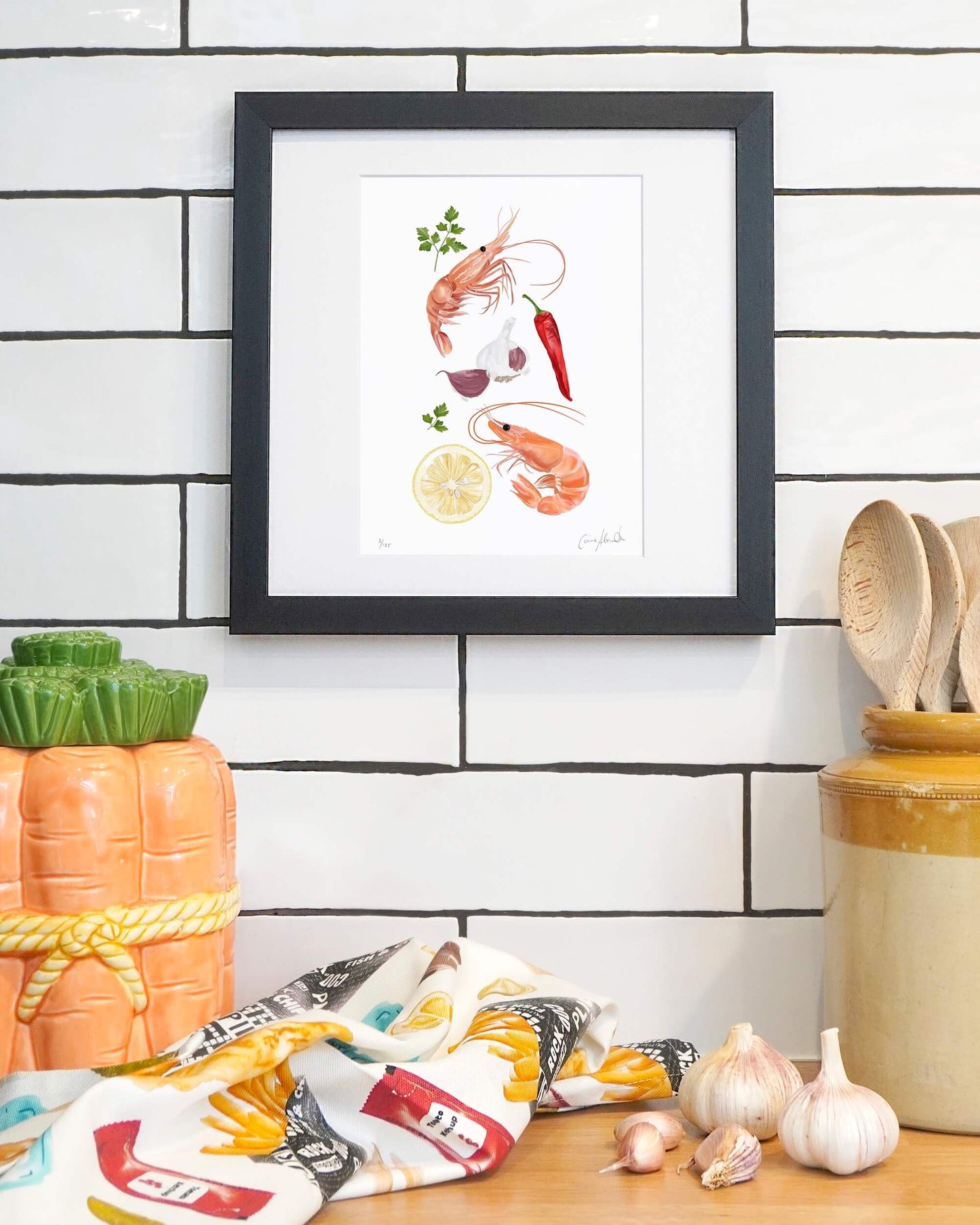 Prawn Print - Framed Limited Edition Print - Seafood