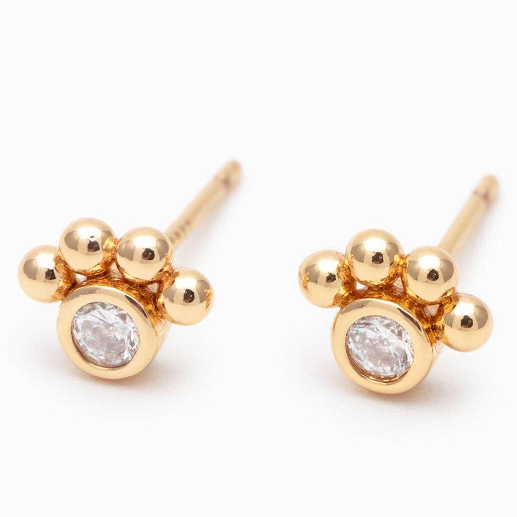 Paw Print Stud Earrings: Original Art in a Glass Dome