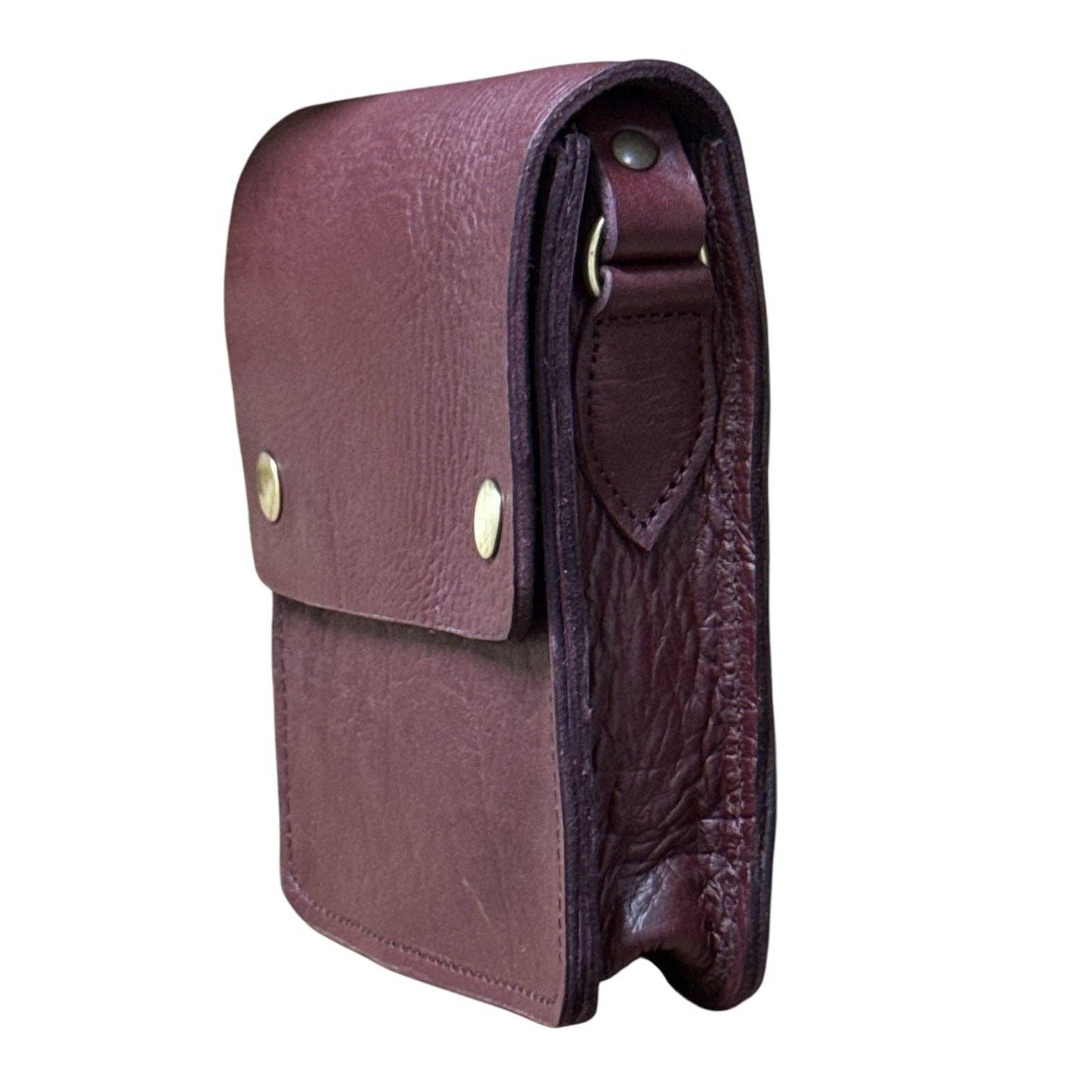 Small Leather Crossbody Bag with Pop Bag Closure Burgundy