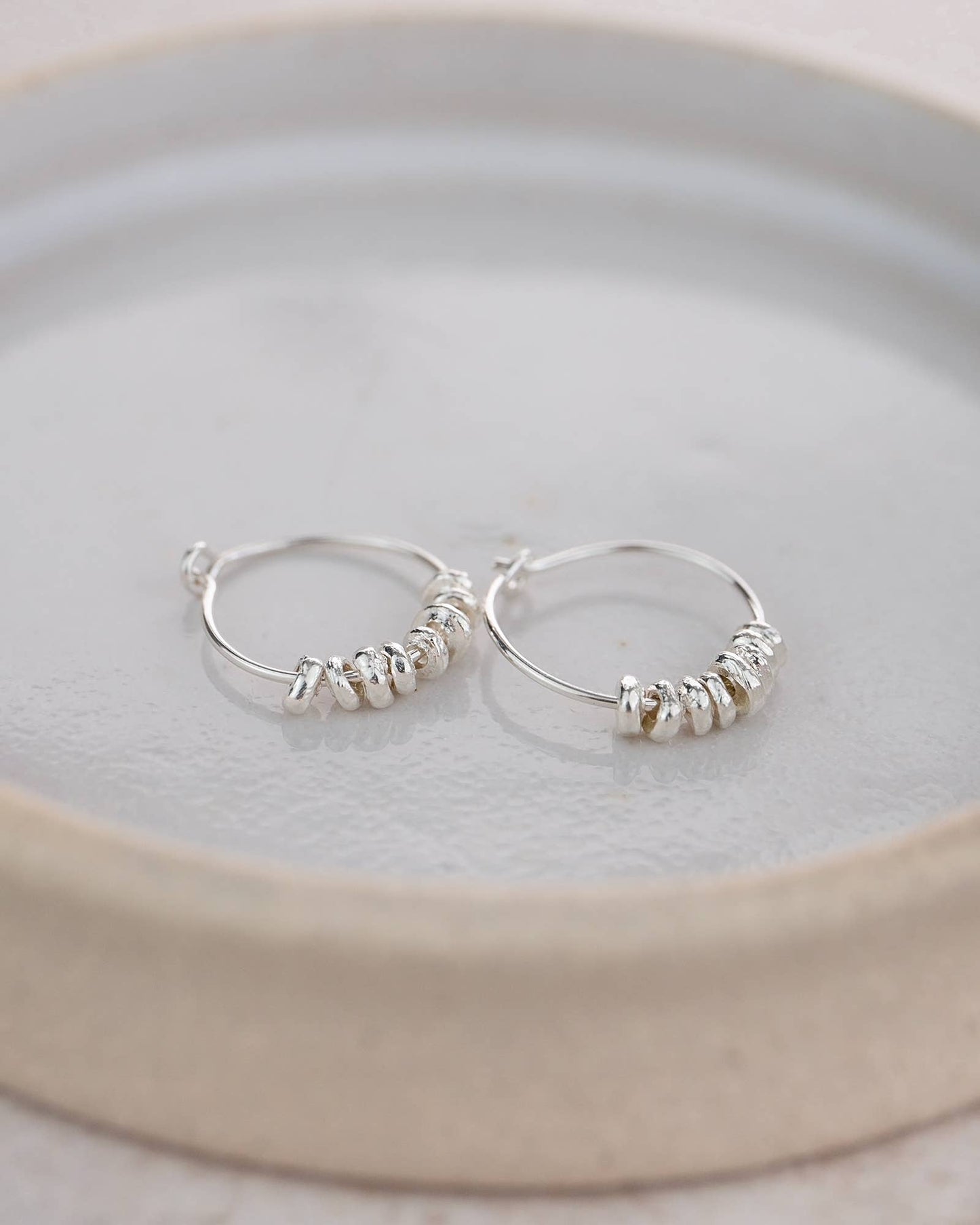 Lucy Kemp Jewellery - Sterling Silver Nugget Hoops