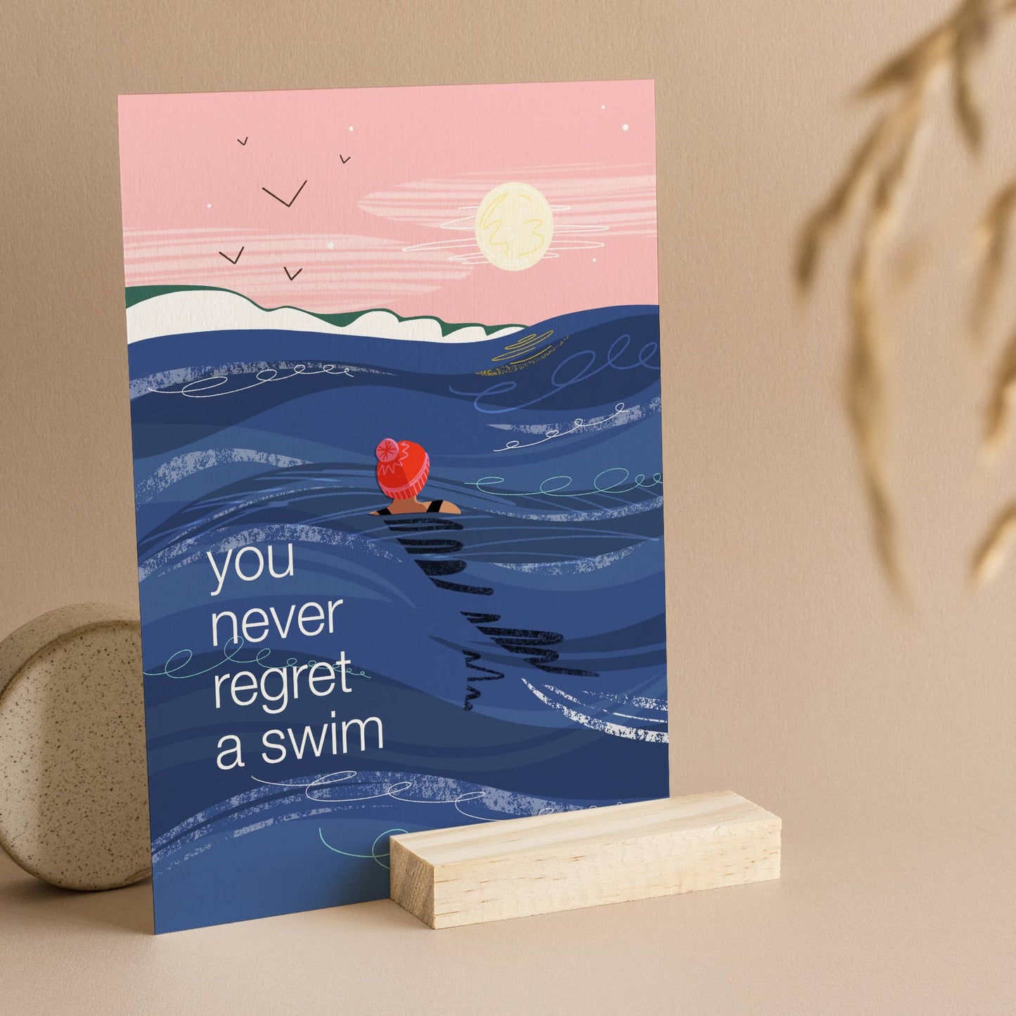 Onneke - Wild swimming card Coastal greeting card sea swimming card