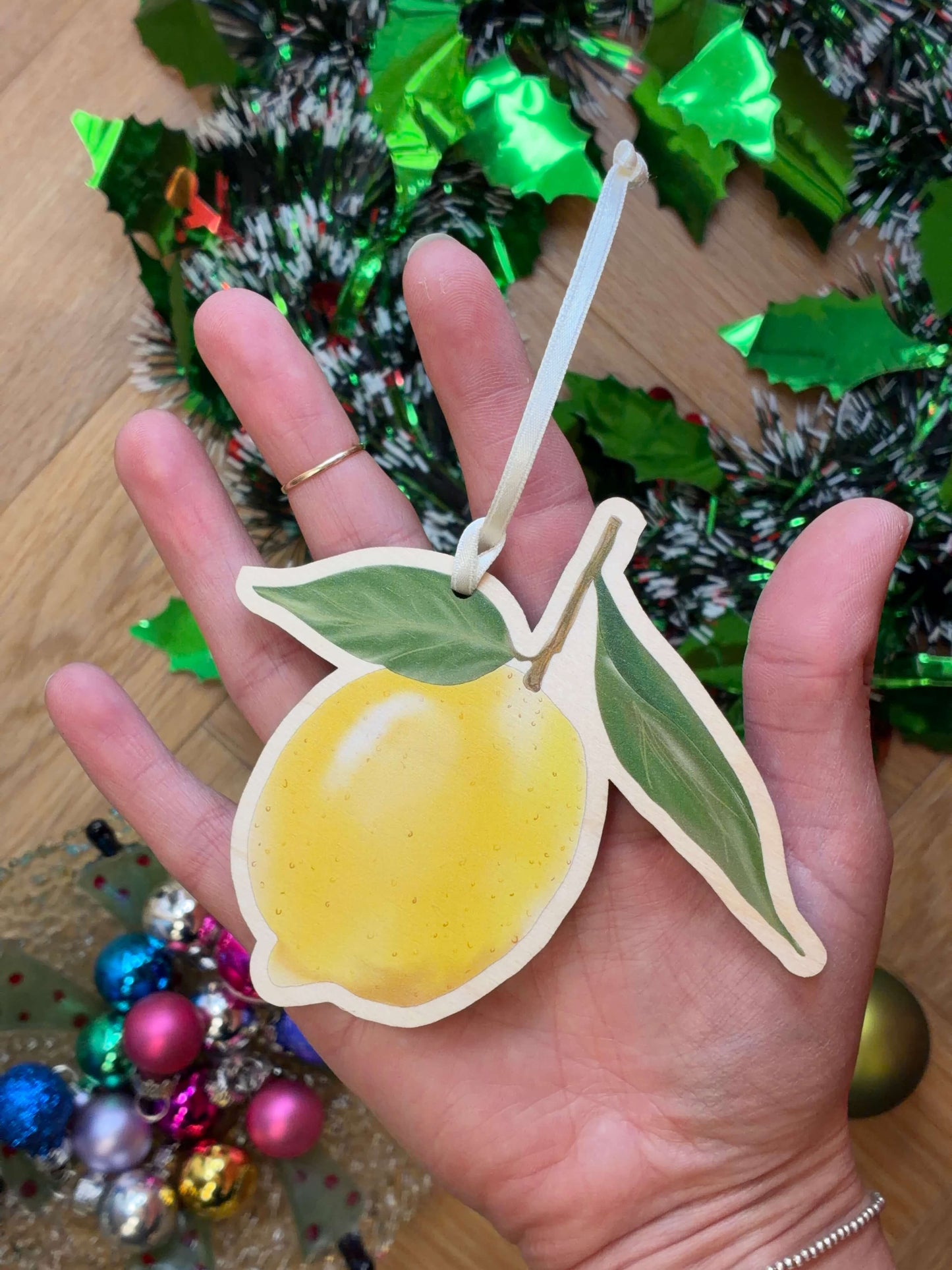Lemon Wooden Christmas Tree Decoration | Handmade in UK