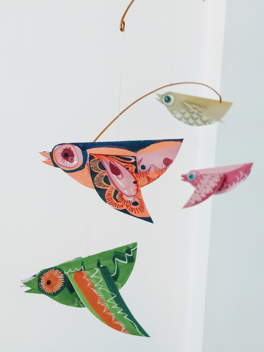 Esther Kent Design - Handmade Colourful Paper Birds Mobile