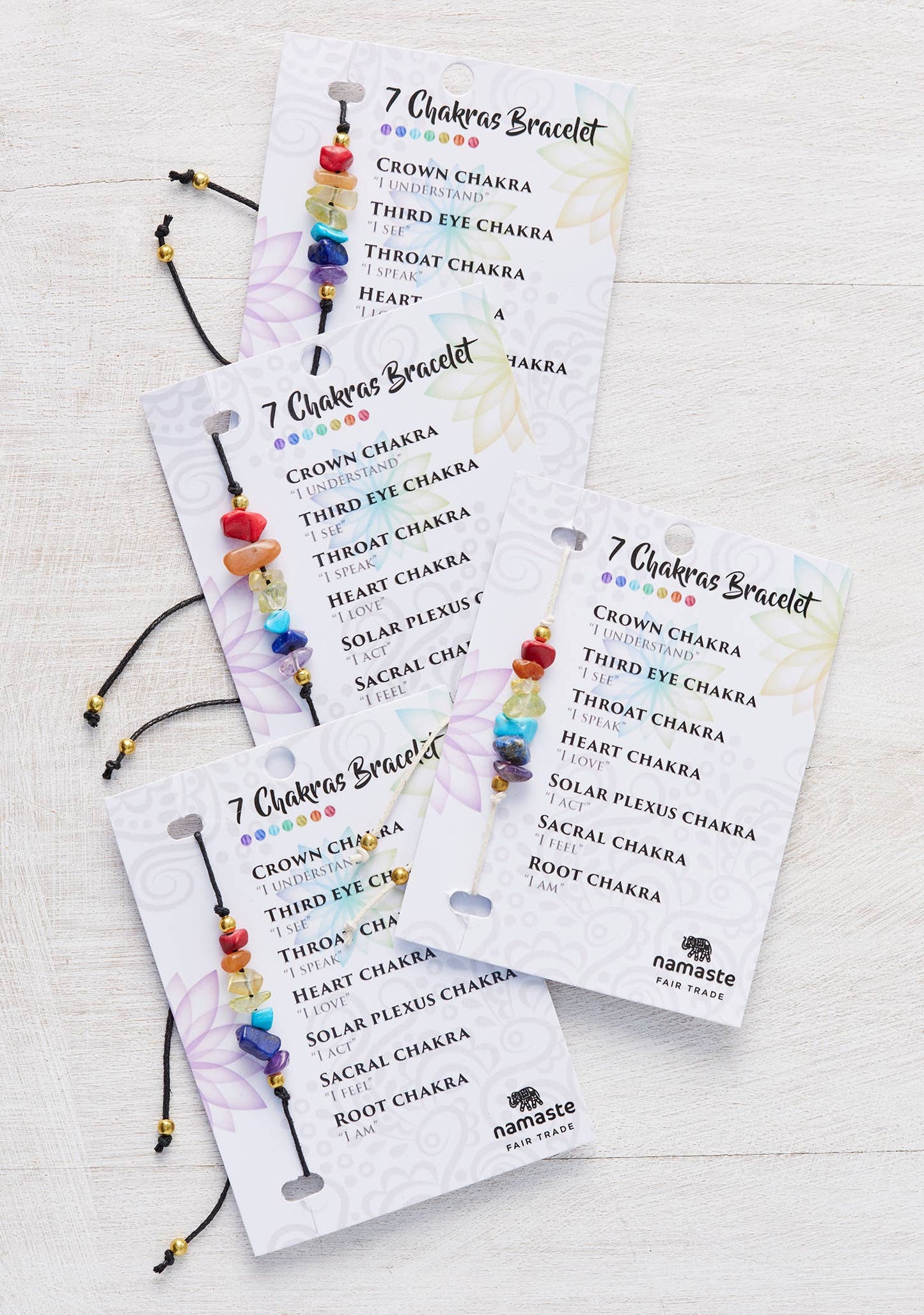 Namaste - Chakra Gemstone Bracelet On Card