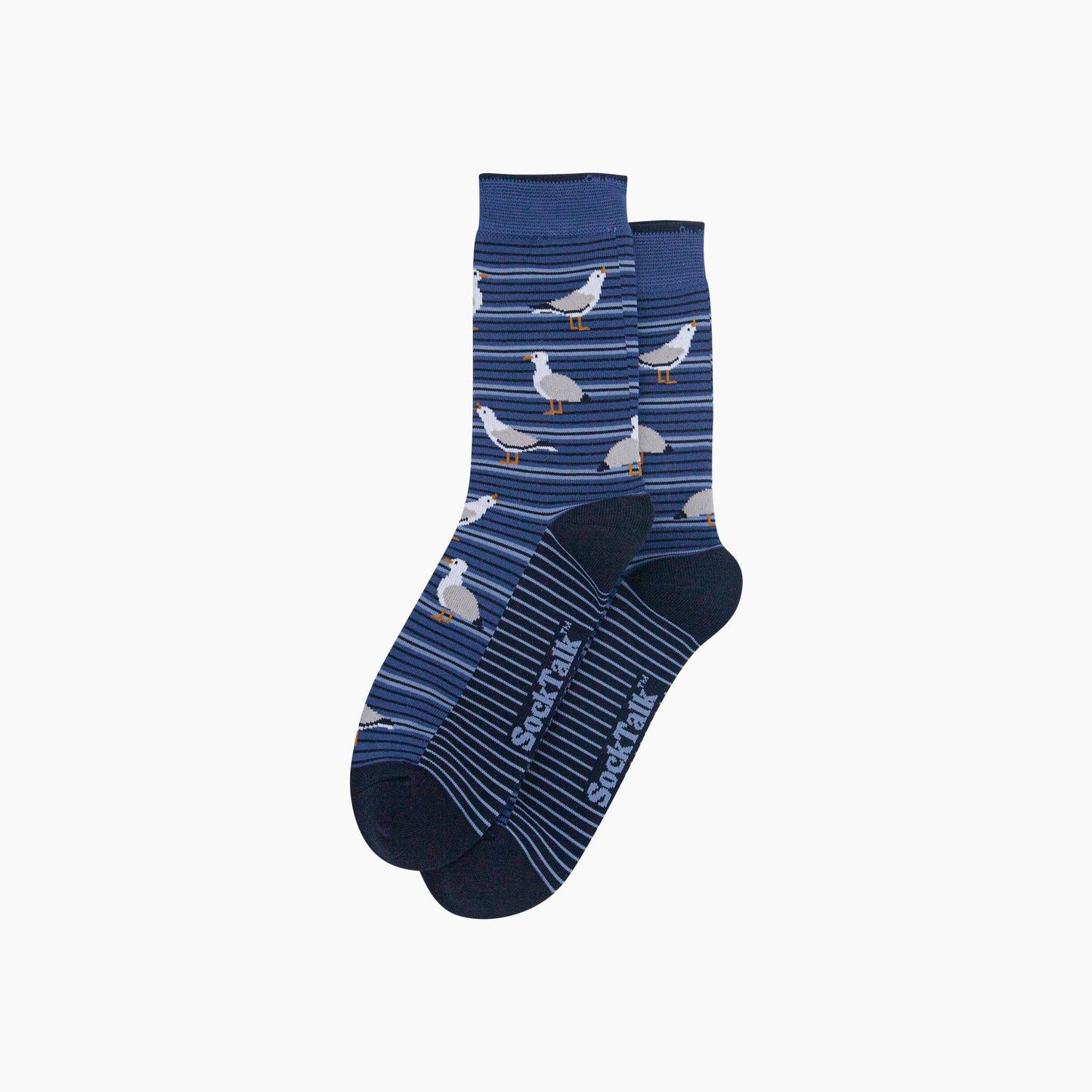 Seagull Stripe Men's Bamboo Socks in Denim Blue