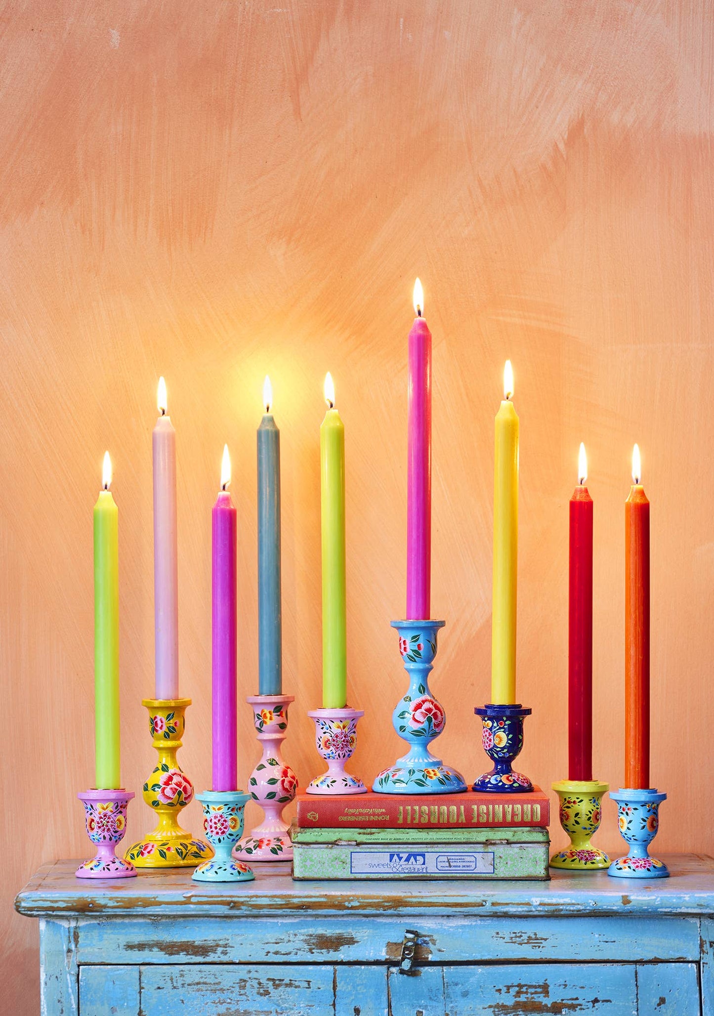 Namaste - Hand Painted Kashmiri Candlestick