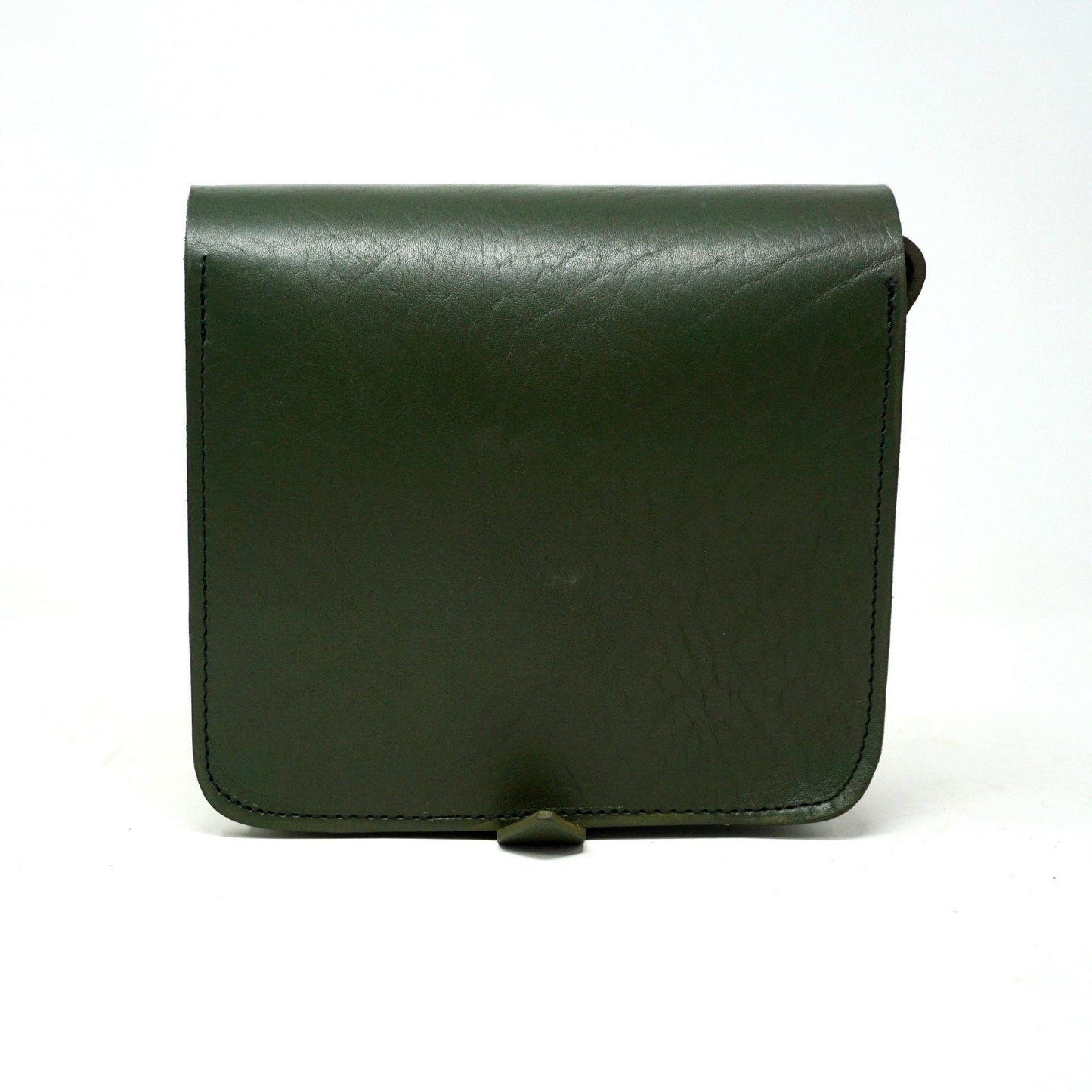 Small Leather Crossbody Satchel – Jessie Unisex Bag in Army Green
