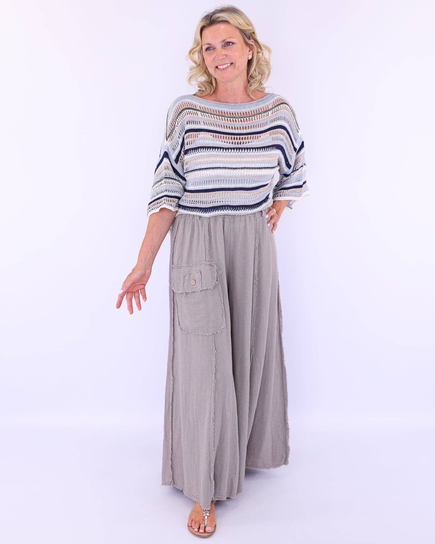 Cadenza - Cotton Blend Sienna Stripey Top