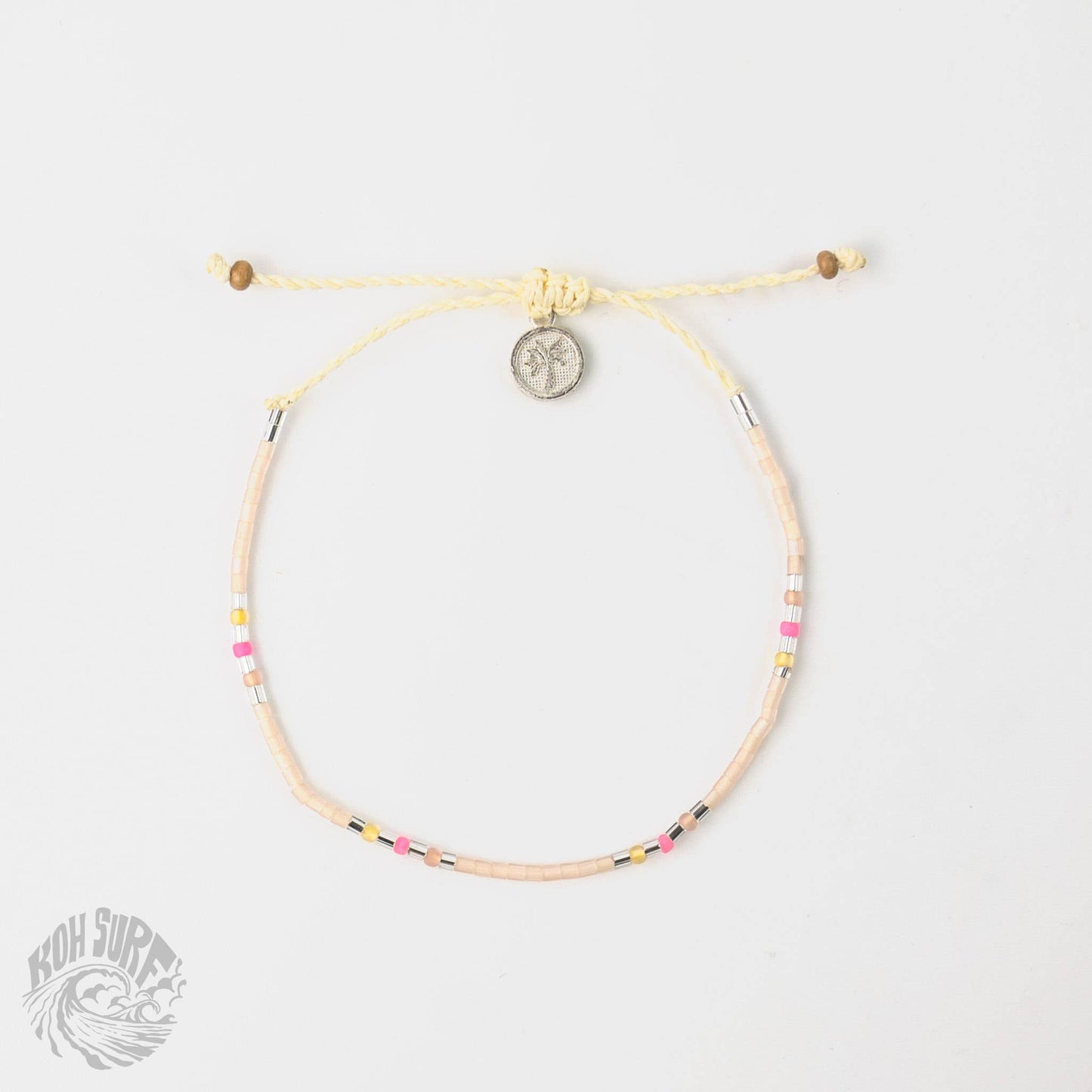 Alila Dainty Beaded Anklet, Beach Anklet by Koh Surf: White & Gold