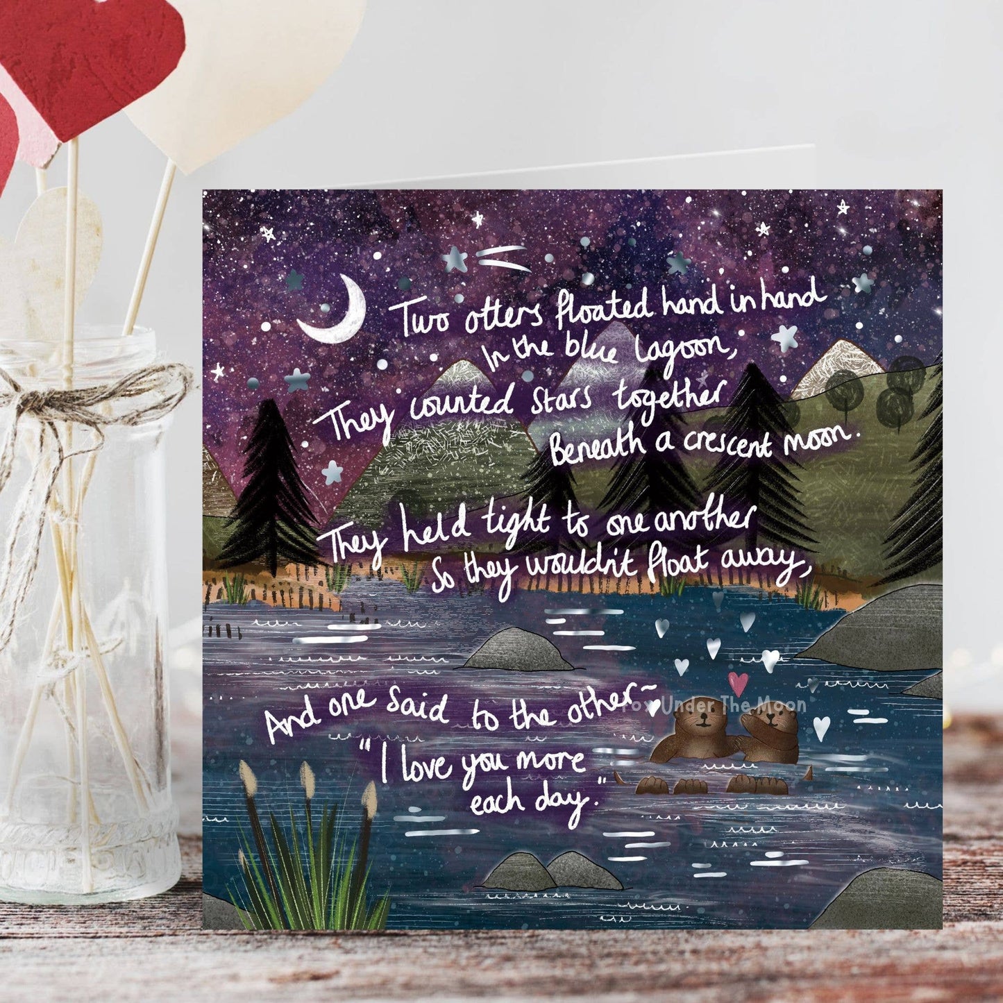 'Hand In Hand' - Foiled Greeting Card by Fox Under The Moon