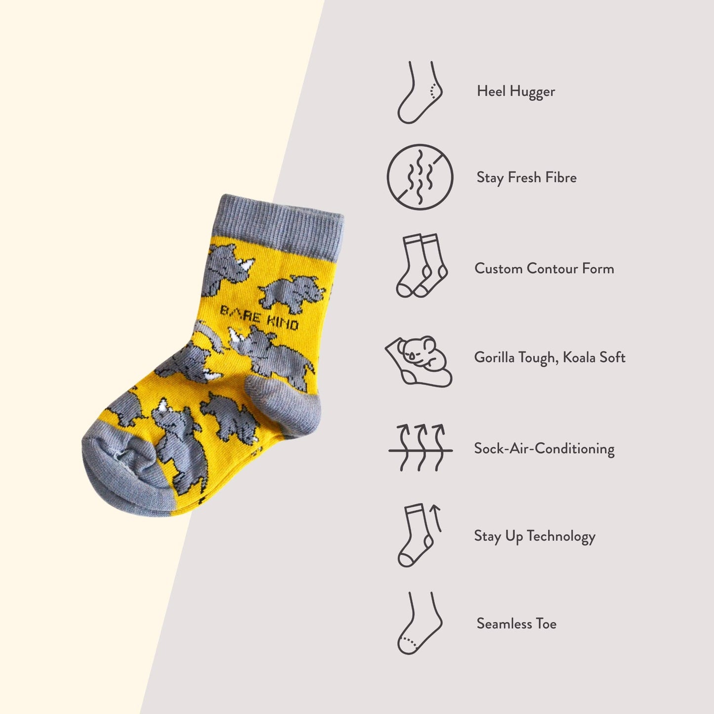 Bare Kind - Rhino Socks | Kids Socks