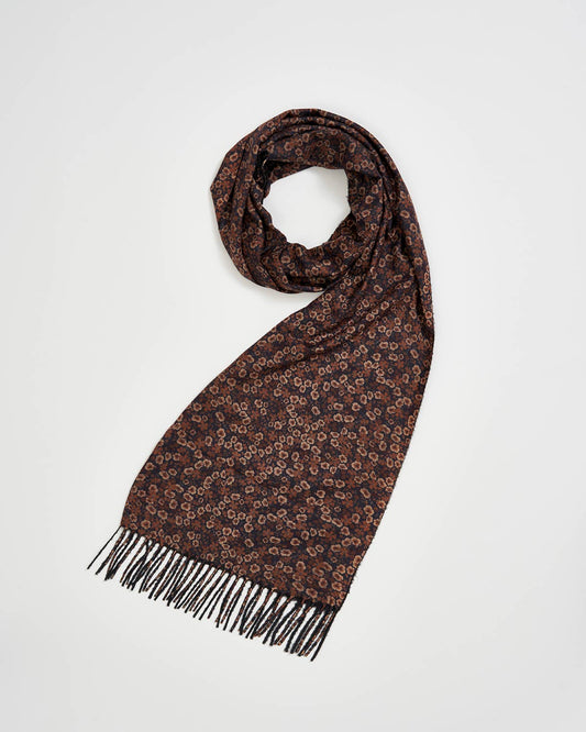 FABLE Deco Blooms Ditsy Black Scarf with Tassels