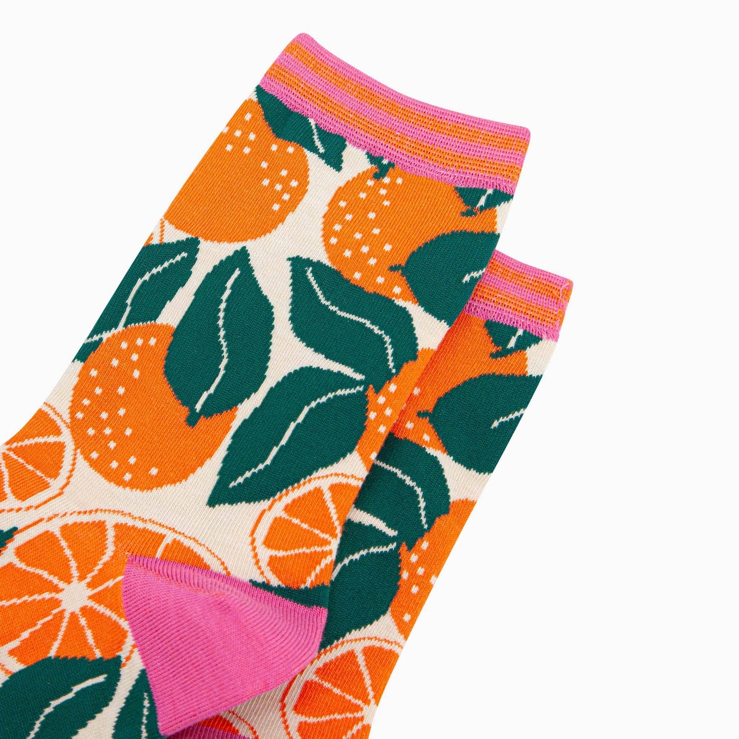 Women's Bamboo Socks - Cream, Orange Tree