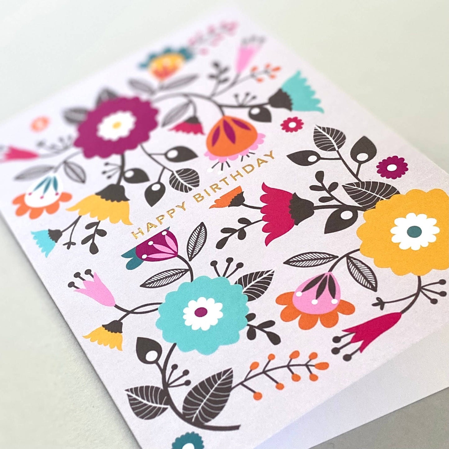 Maggiemagoo Designs Greetings card - happy birthday retro floral