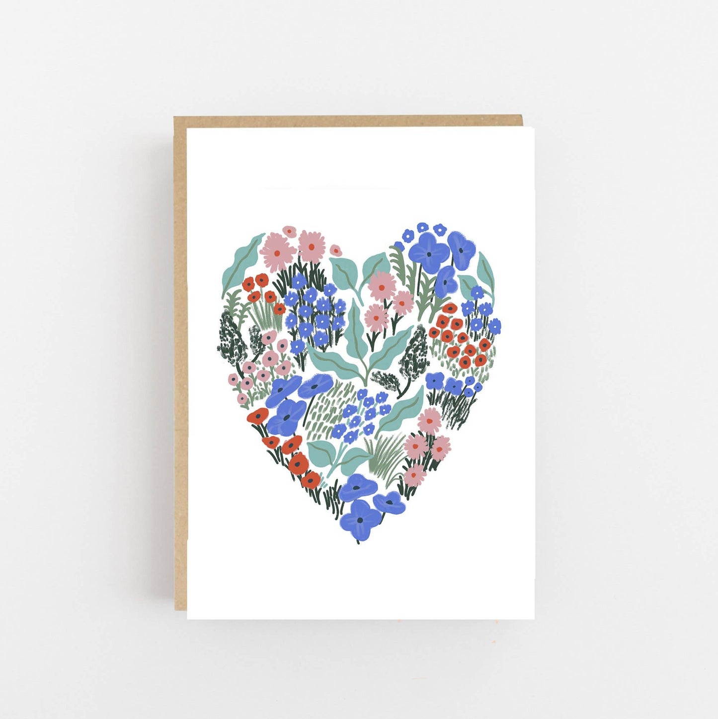 Lomond Paper Co - Blue Floral Heart Card