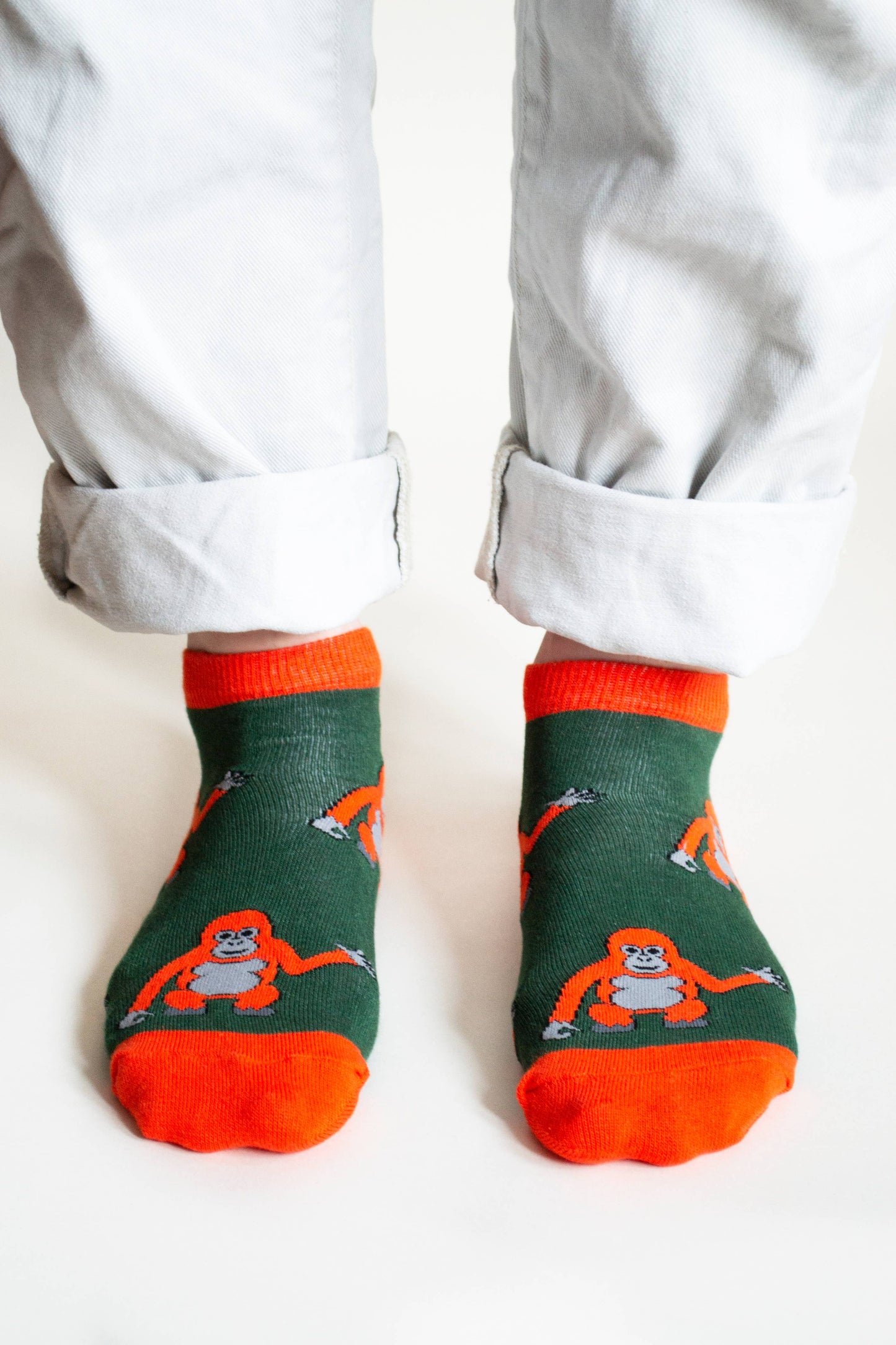 Orangutan Socks | Trainer Socks | Green Socks: UK Adult 4-7