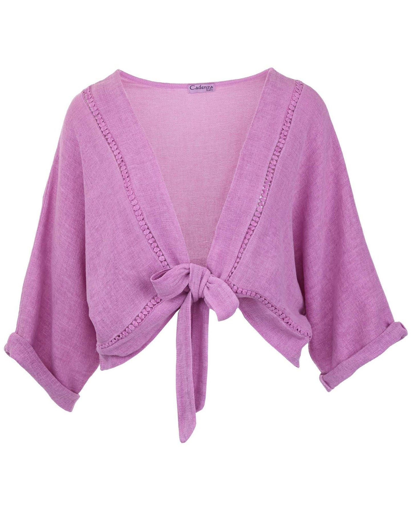 Cadenza Italy Ltd - Linen and Cotton Blend Tie Front Jacket