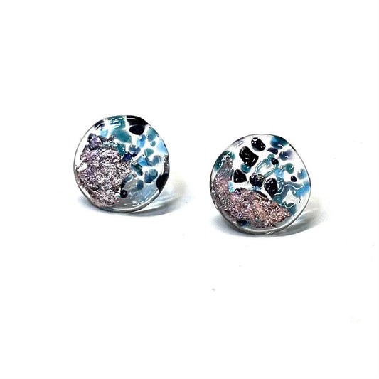 Glass and Palladium Dark and Stormy Midi Studs