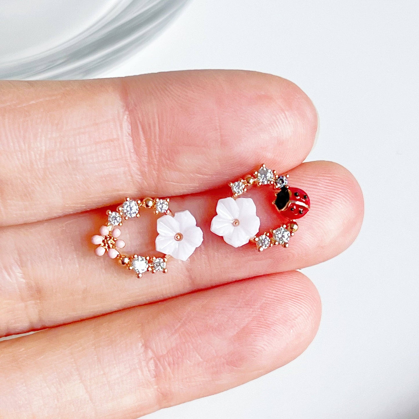 Ninaouity Flower and Ladybird Wreath Earrings