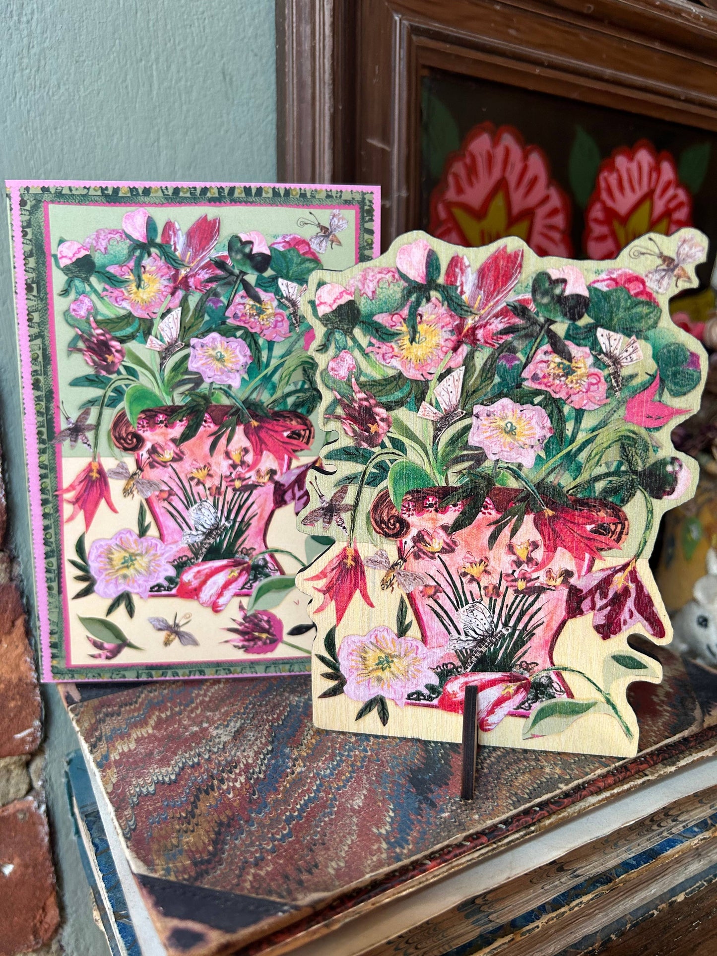 Clare O’Neill Artworks - Tulips & Peonies laser cut birch plywood keepsake & card 