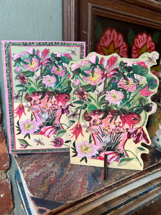 Clare O’Neill Artworks - Tulips & Peonies laser cut birch plywood keepsake & card 