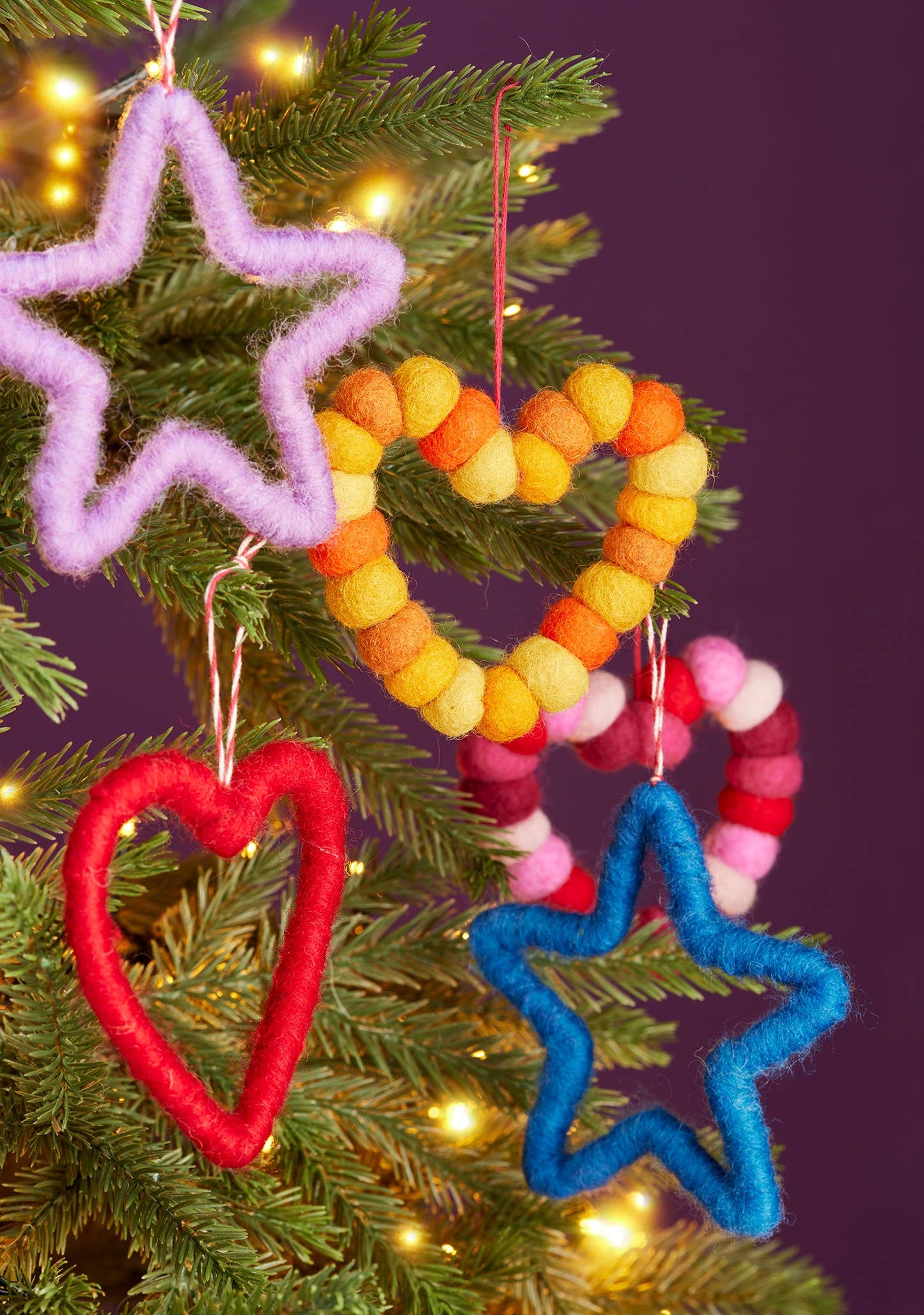 Namaste - Set of 6 Felt Heart Decorations