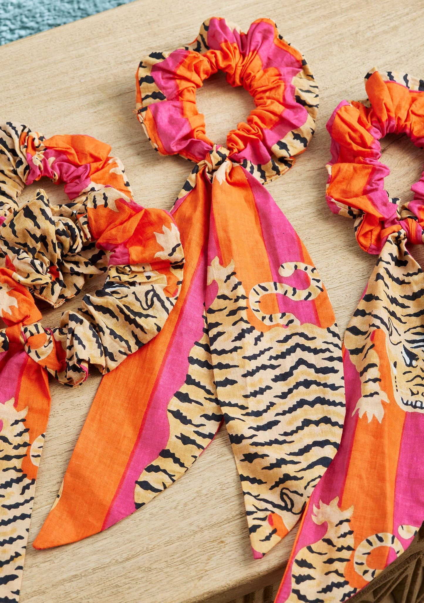 Namaste - Tiger Stripe Hair Scrunchie With Tie