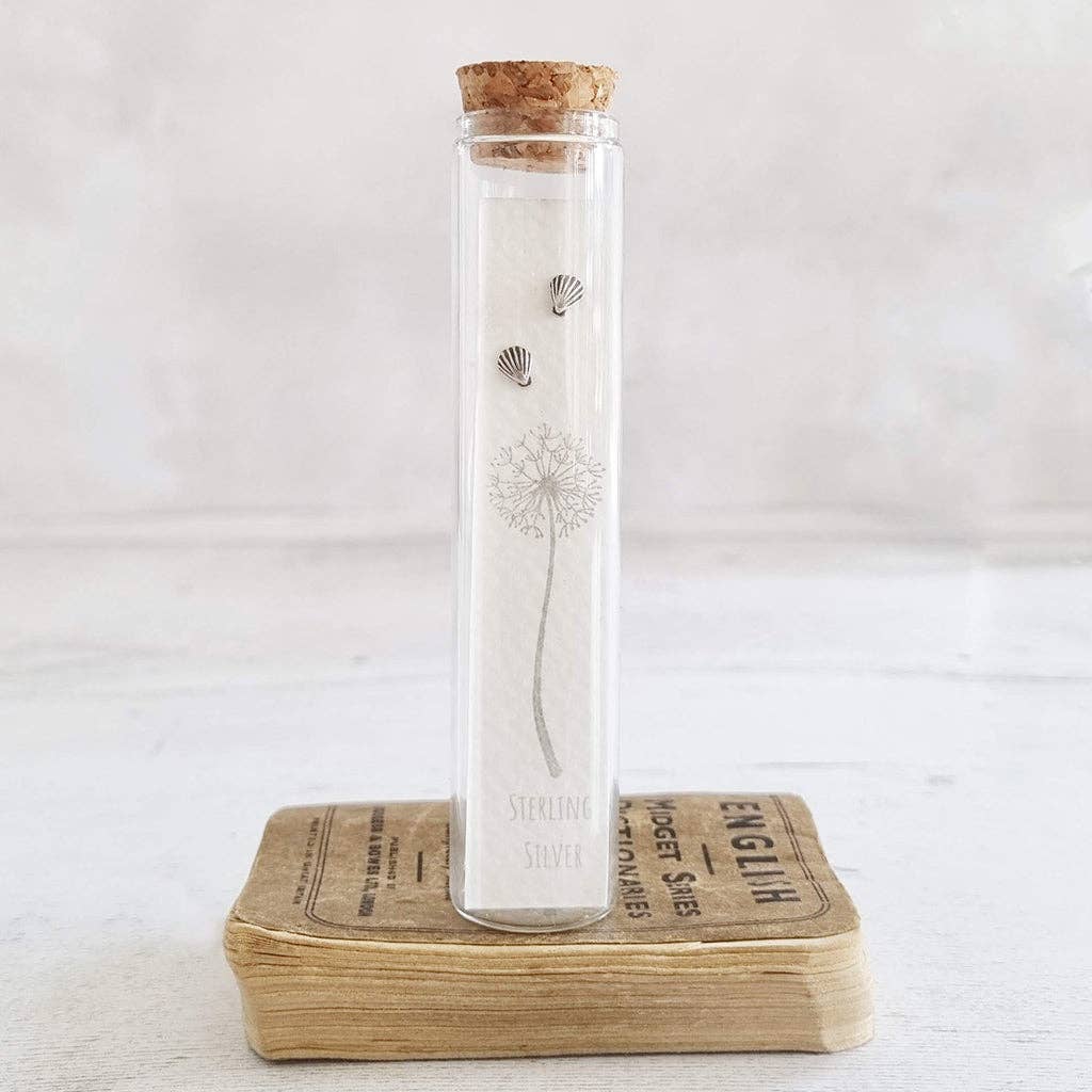 Zamsoe - Sterling silver shell stud earrings in a bottle