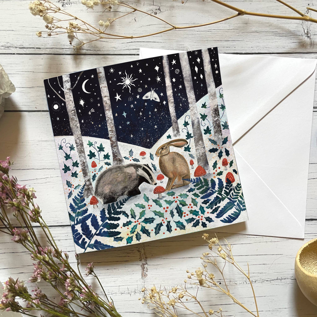 Glitter & Earth - Winter badger and hare