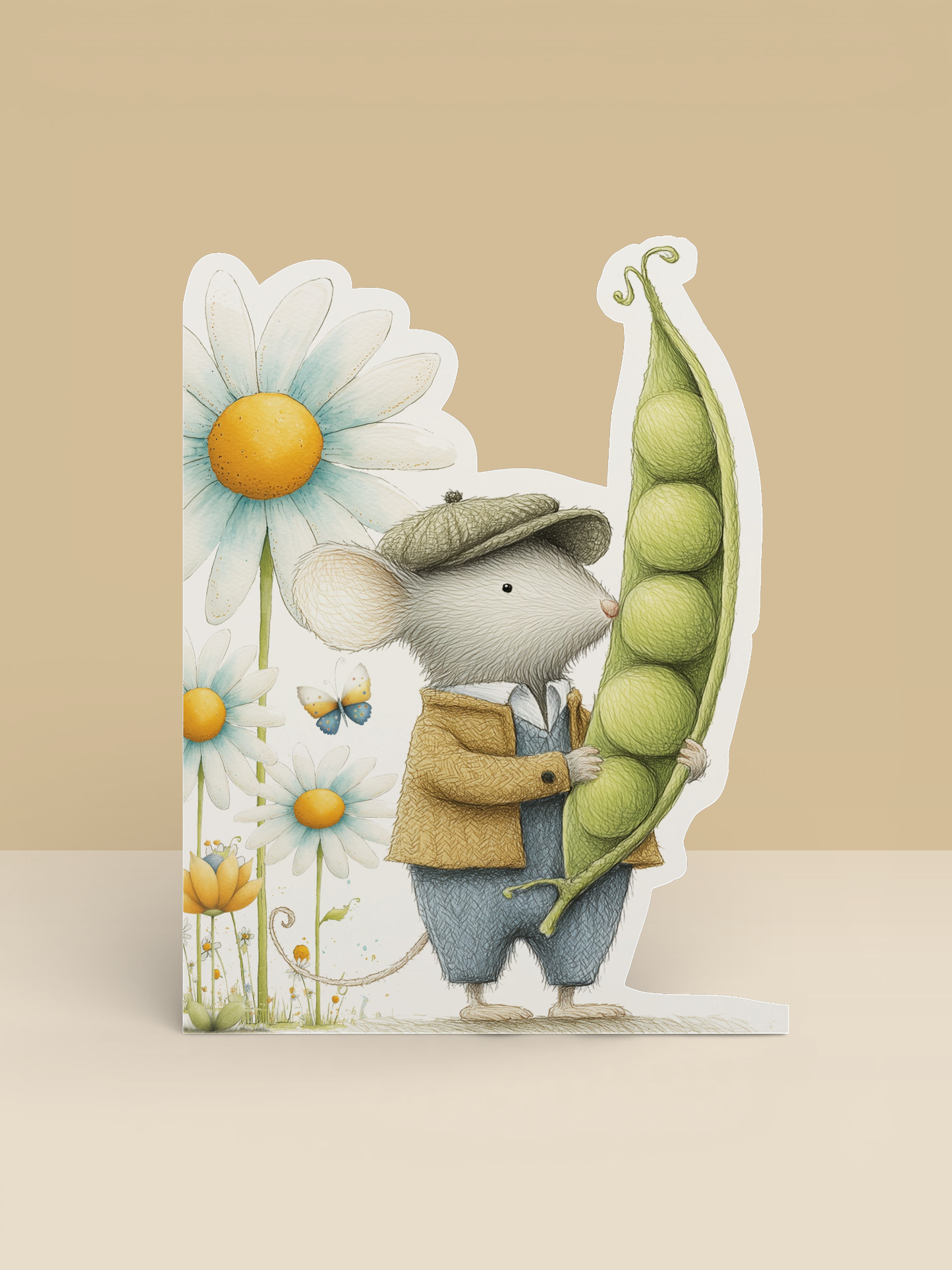 Gardening Greeting Card, Die-cut: 'The winning peapod'