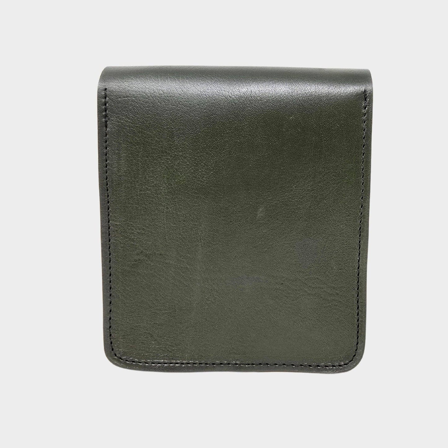 Olive Green Small Leather Crossbody Bag with Pop Closure
