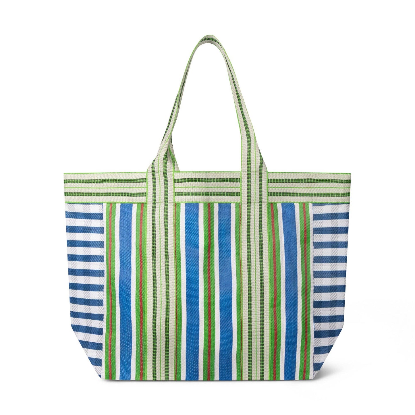 British Colour Standard - Eco Woven Shopper / Beach Bag in Medici Blue and Grass Green