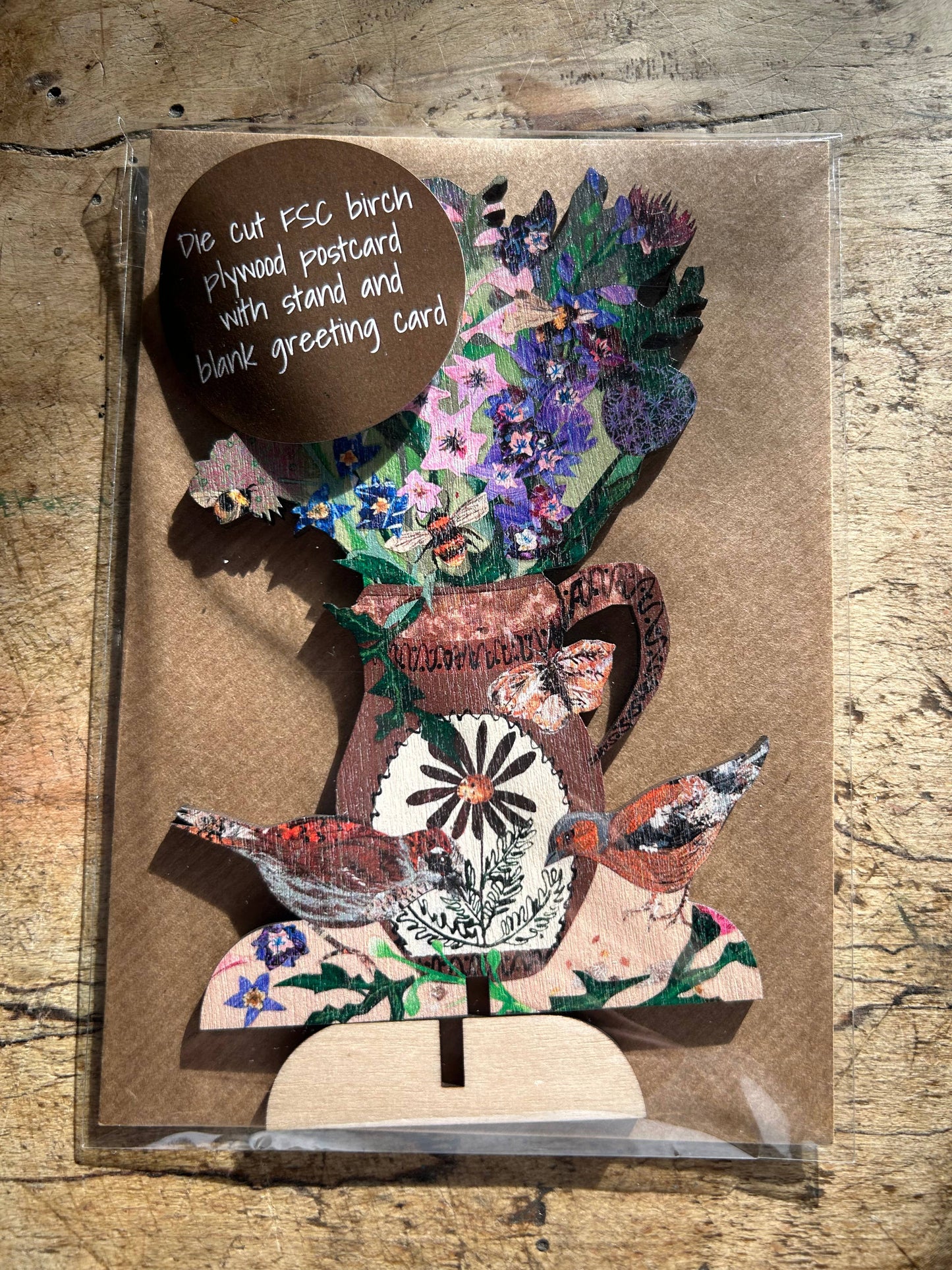 Clare O’Neill Artworks - Summer Blooms laser cut birch plywood keepsake and stand.