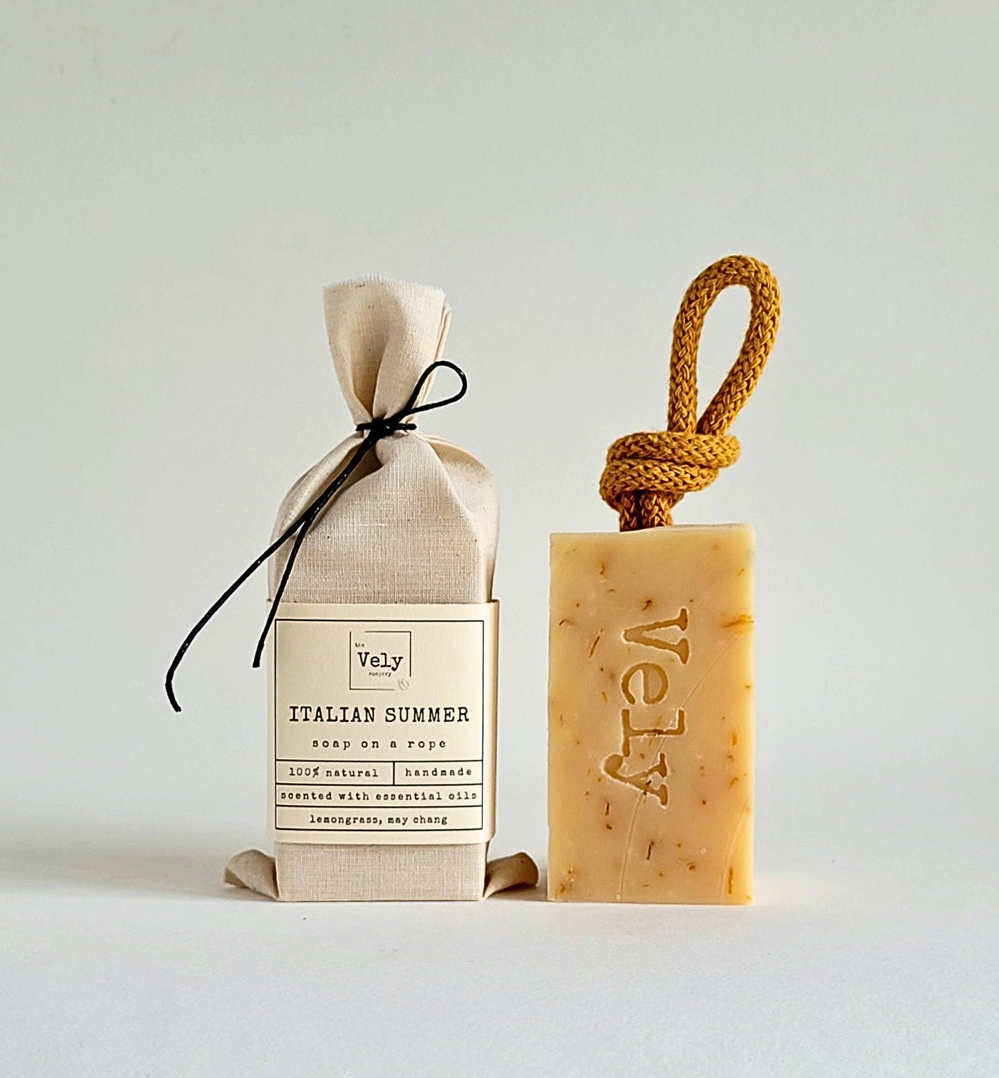 The Vely Soapery - Natural Handmade Soap On A Rope "Italian Summer"