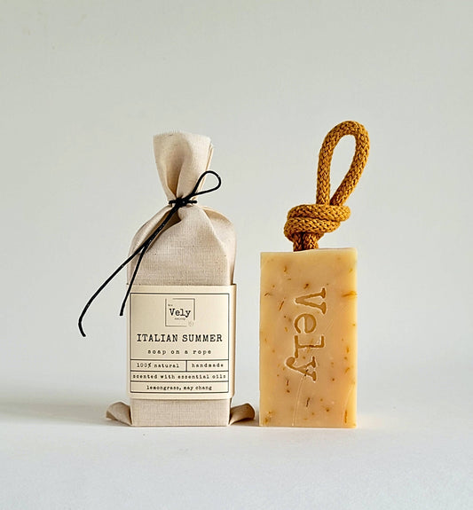 The Vely Soapery - Natural Handmade Soap On A Rope "Italian Summer"