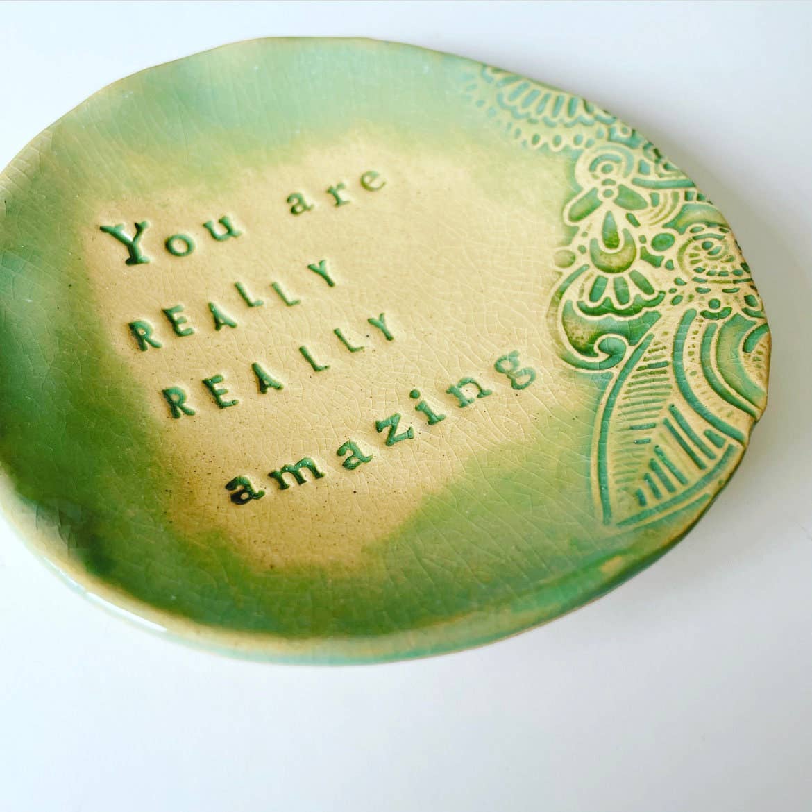 Ceramic Jewelry Dish, "You Are Amazing" Trinket Dish