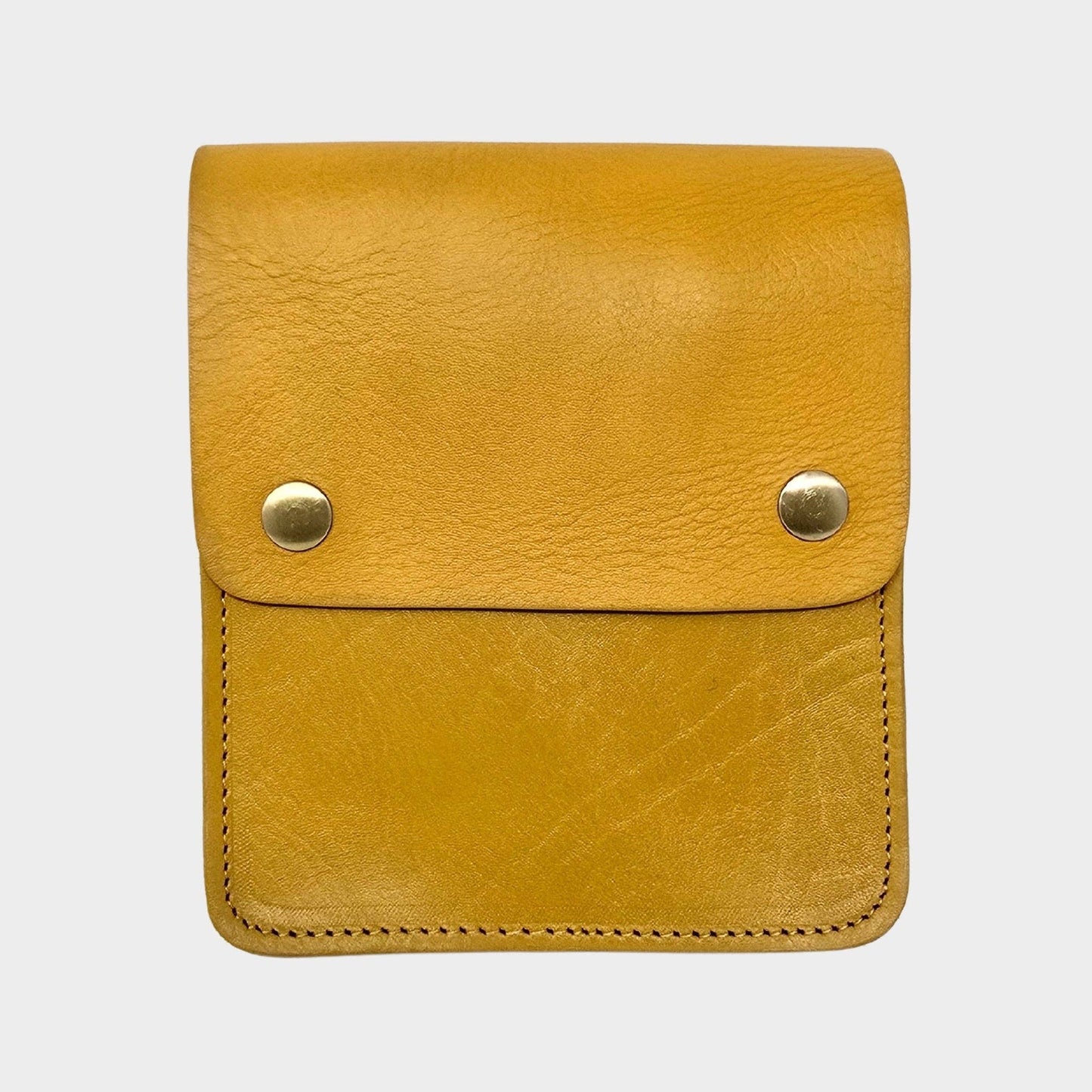 Yellow Small Leather Crossbody Bag with Pop Closure