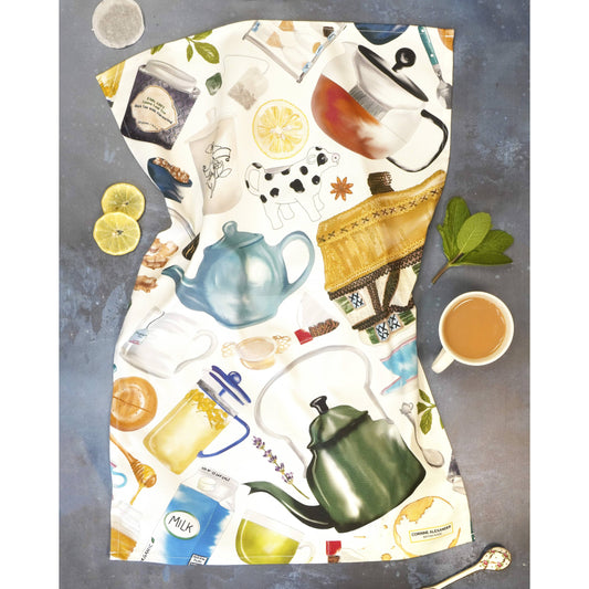 Corinne Alexander - Time For A Brew Tea Towel - British - 100% Cotton