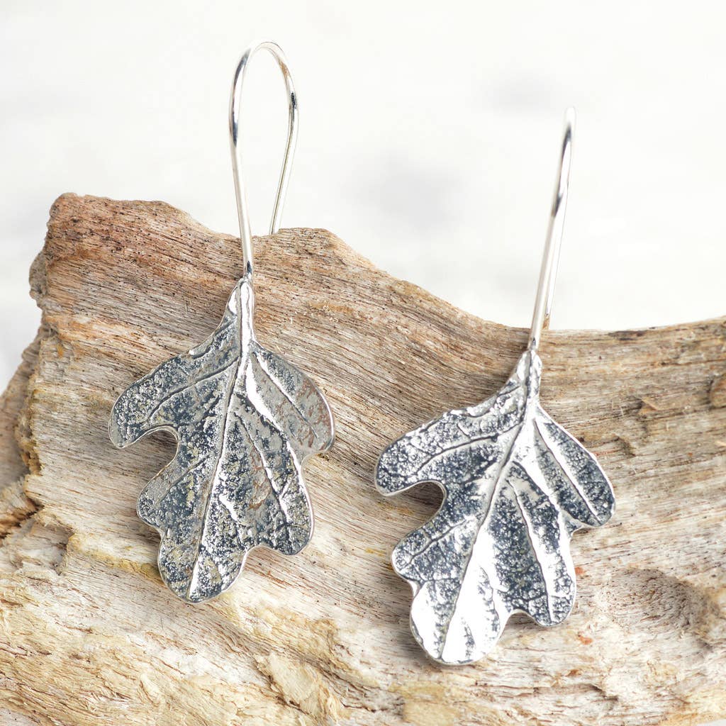 Oak Leaf Drop Earrings English Pewter Jewellery