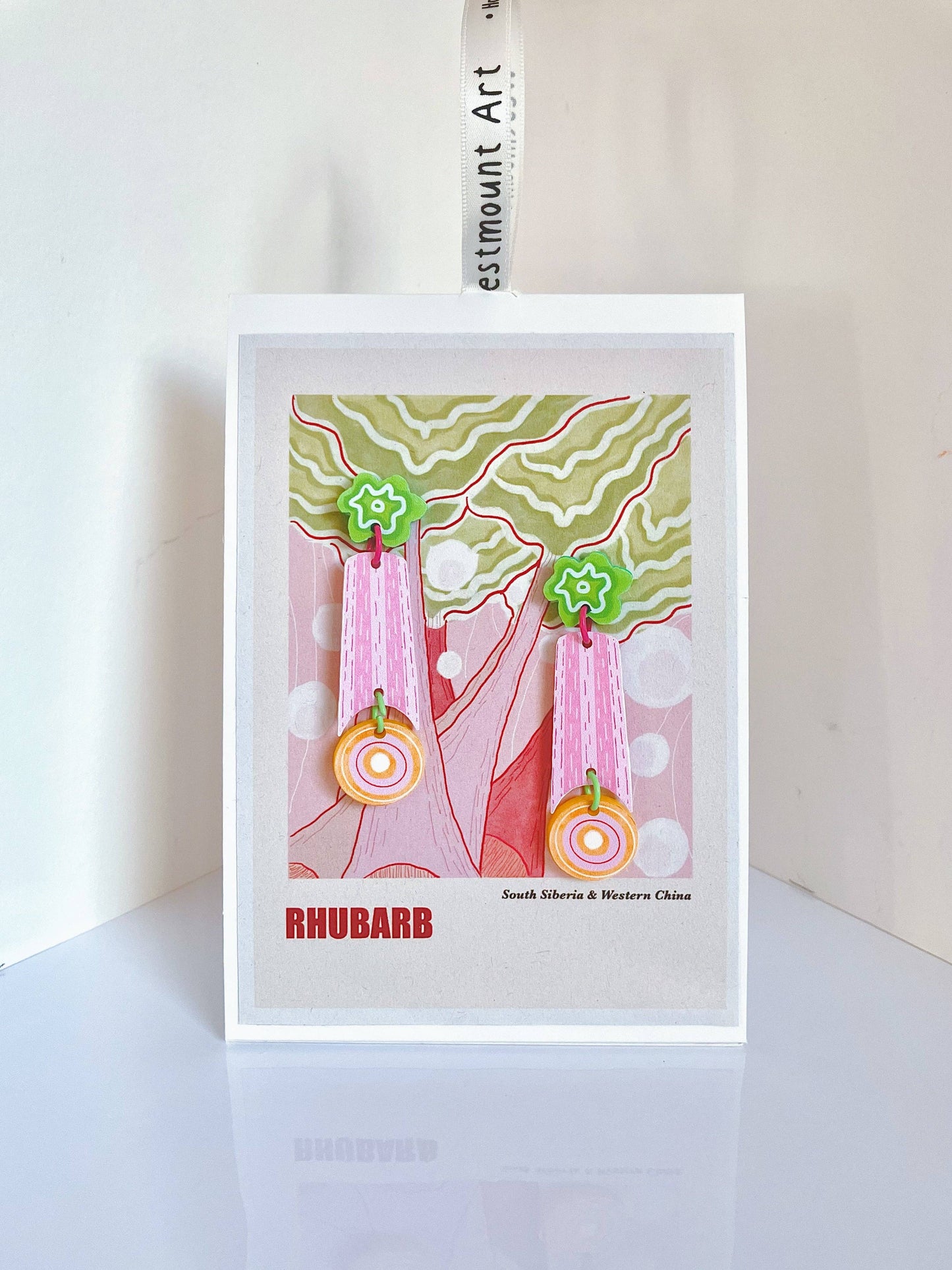 Westmount Art UK - Rhubarb- Handmade Illustration earrings