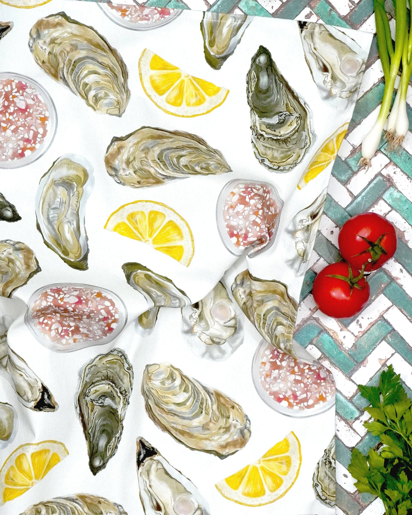 Oyster Tea Towel - British Made - 100% Cotton - Seaside