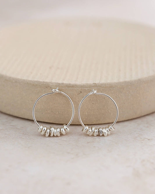 Lucy Kemp Jewellery - Sterling Silver Nugget Hoops