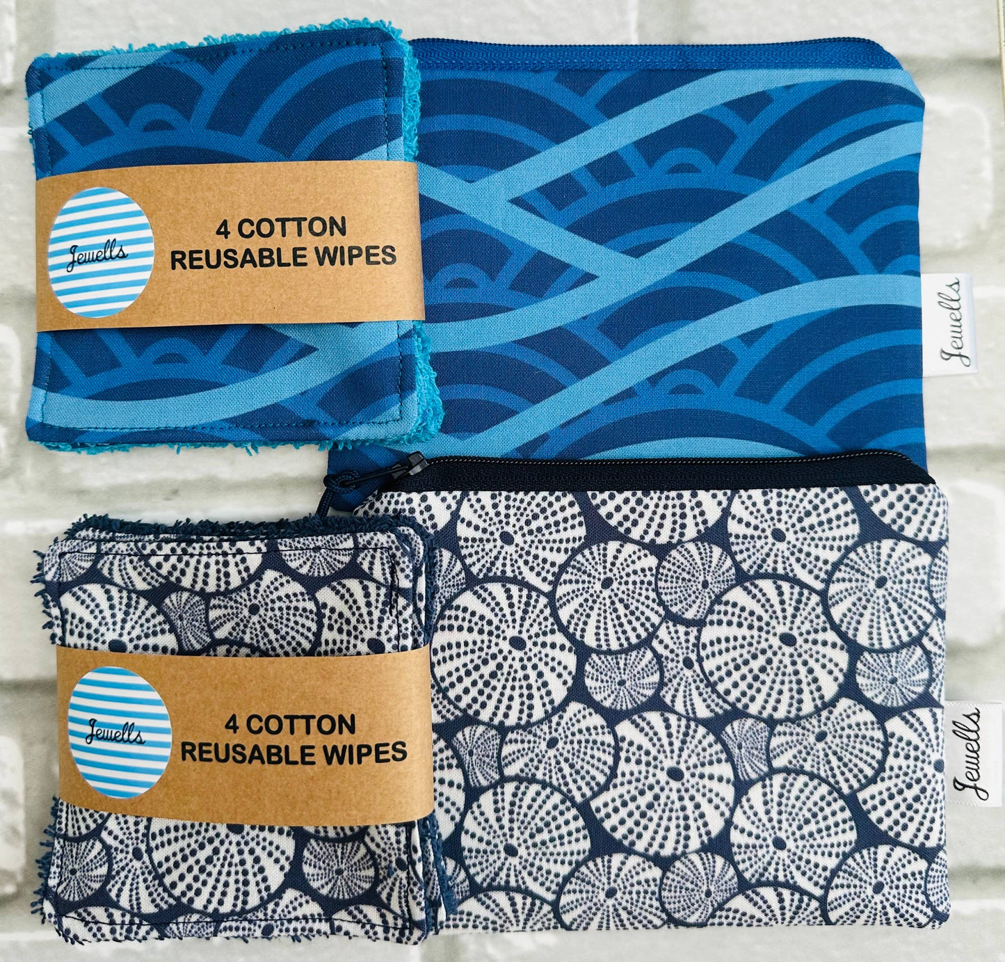 Jewells - 4 wash cloths Gold Sea Urchin or Turquoise Waves