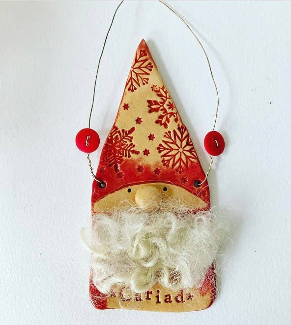 Ceramic Christmas Gnome Santa Ornament with Free UK Delivery