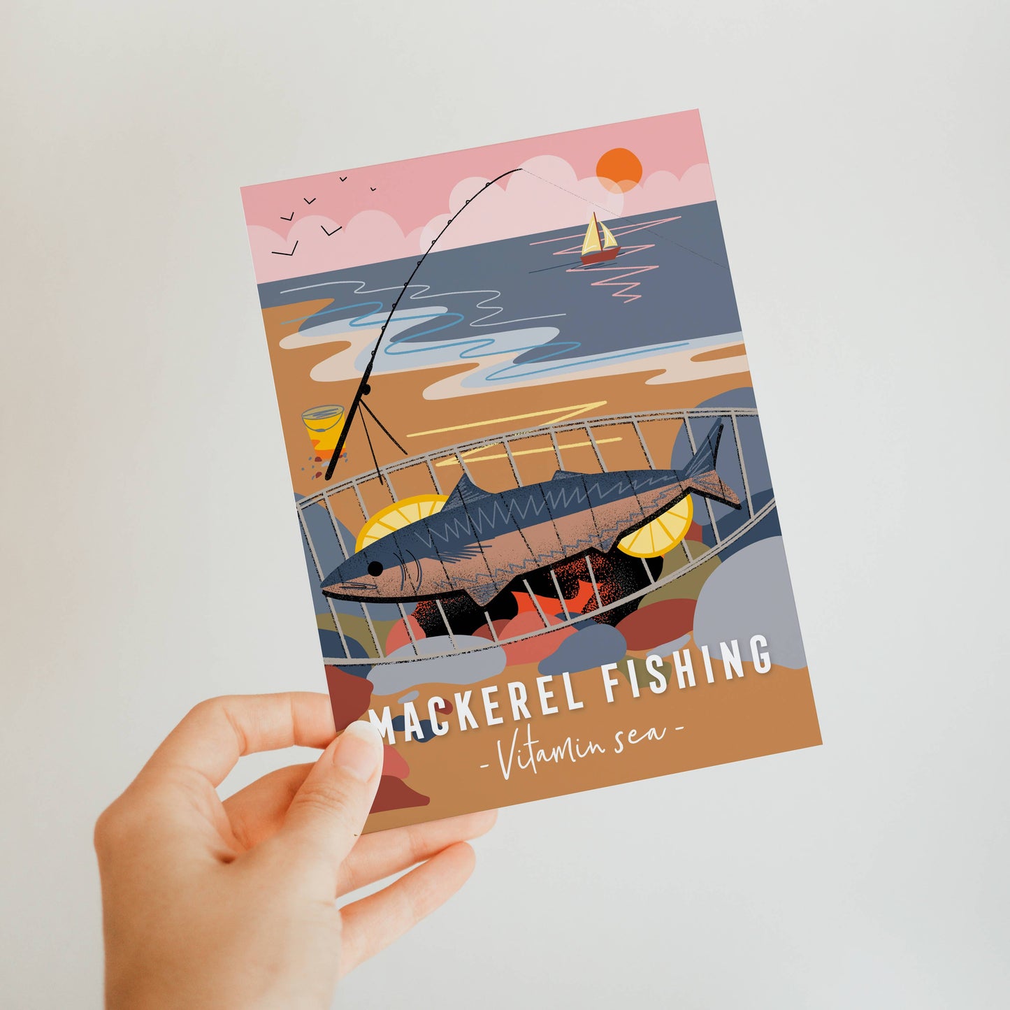 Onneke - Mackerel fishing coastal greeting card vitamin sea