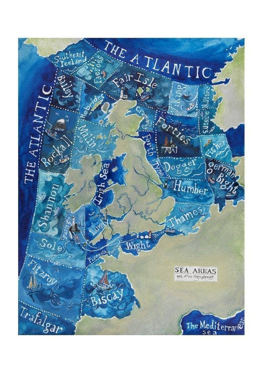 Driftwood Designs - Sea Areas Map Large Greetings Card