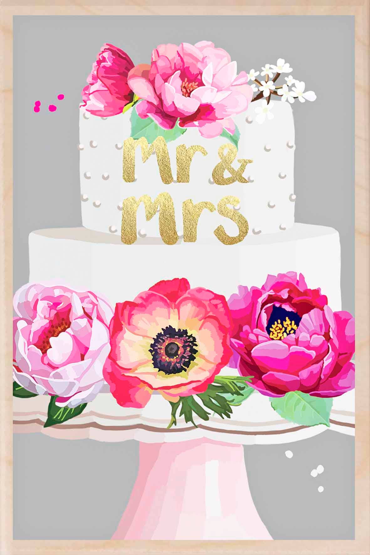 The Wooden Postcard Company MR & MRS sustainable wood Wedding postcard