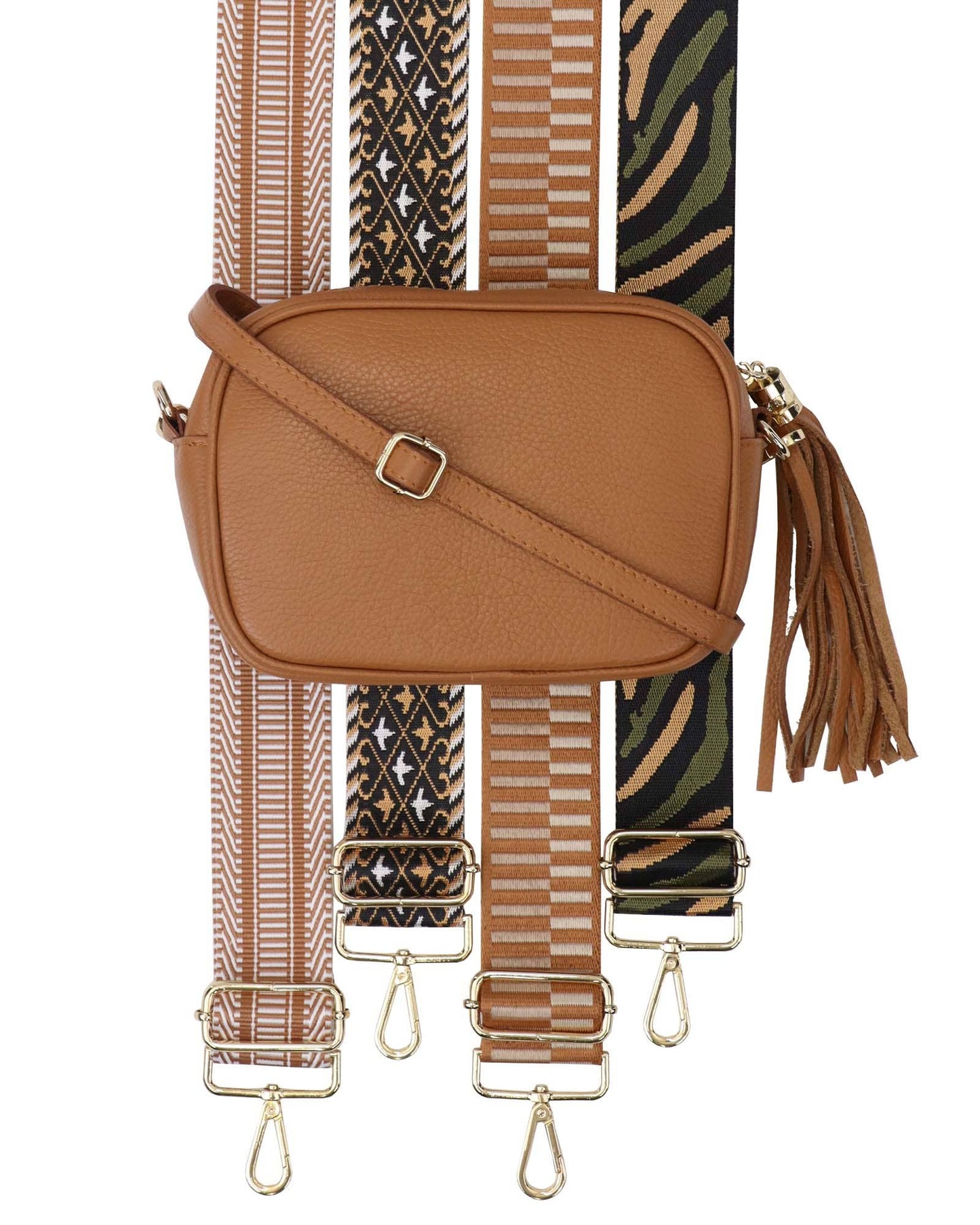 Cadenza Tassel Crossbody Leather Camera Bag: Mustard