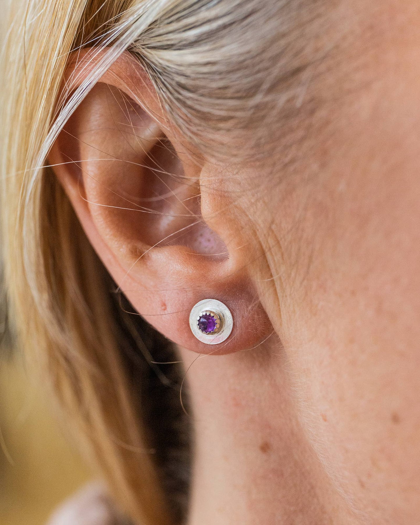 Lucy Kemp Jewellery - Sterling Silver Birthstone Disc Studs