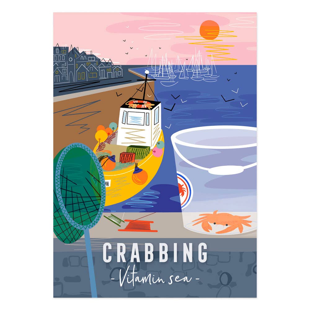 Onneke - Coastal card seaside greeting card crabbing greeting cards